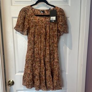 The Kooples Brown Floral Midi Dress